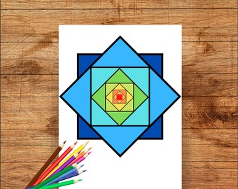 40 Geometric Coloring Pages, Adult Coloring Book, Geometric,Creative, Printable