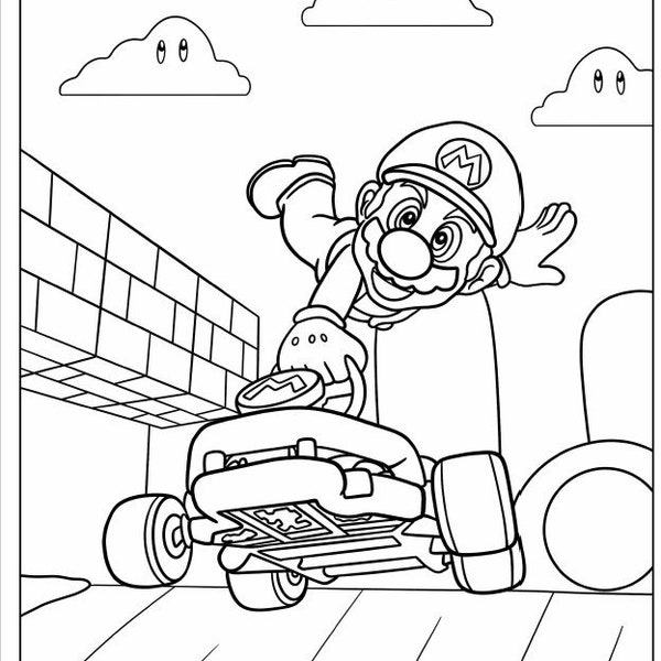 Printable: 25 Pages Mario Kart Coloring Book