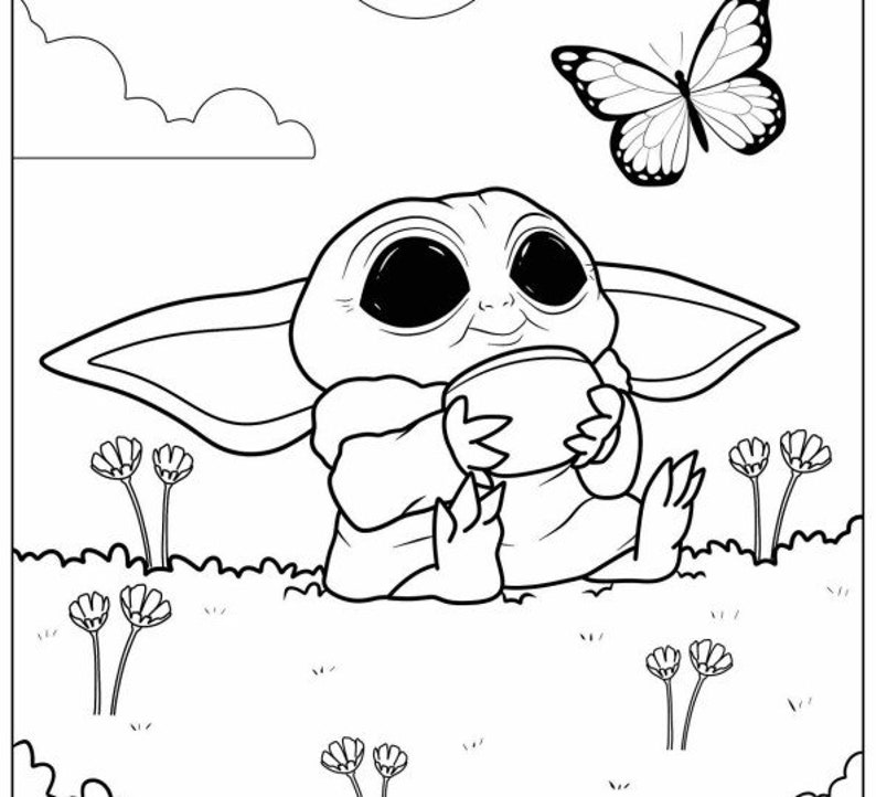 Printable 15 Pages Baby Yoda Coloring Book Etsy