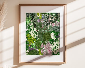 Urban Jungle Art Print 3, Indoor Plants Art, Botanical Illustration, Plant Lovers Gift, Plant Poster, Nature Wall Art