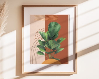 Palm Plant Print Illustration, Modern Botanical Wall Decor, Abstract House Plant Art, Indoor Jungle, Botanical illustration, Plant Lady Gift