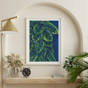 Monstera Adansonii Watercolor Painting, Original Botanical Artwork, Plant Leaves Wall Art, Nature Inspired Wall Art image 3