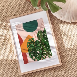 Abstract Shapes Monstera Deliciosa Illustration, Modern Botanical Print, Abstract Botanical Art Print,Bohemian Art, Plant Lady Gift image 9