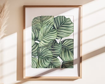 Calathea Orbifolia Art Print, Plant Wall Art, Watercolor Nature Painting, Plant Lovers Gift, Plant Poster,