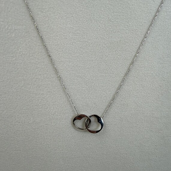 14K Solid White Gold Interlocking Heart Pendant N… - image 4