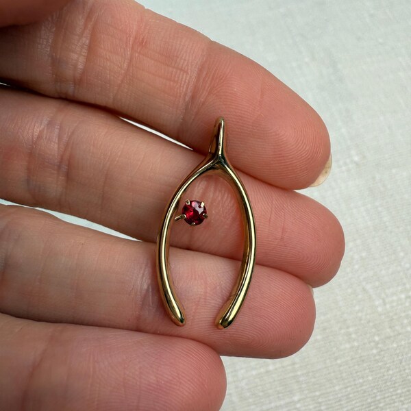 Vintage Solid 10K Yellow Gold Wishbone Pendant