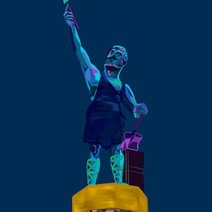 Blue Velvet Birmingham Vulcan Statue, Birmingham Alabama, Birmingham Landmark, Magic City, Alabama Art, Art Illustration, Portrait, Retro
