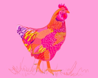 Chicken "Rita Chickita" art print, Chickens art, chickens print, chickens wall art, chickens artwork, chicken decor, hens print, farm art