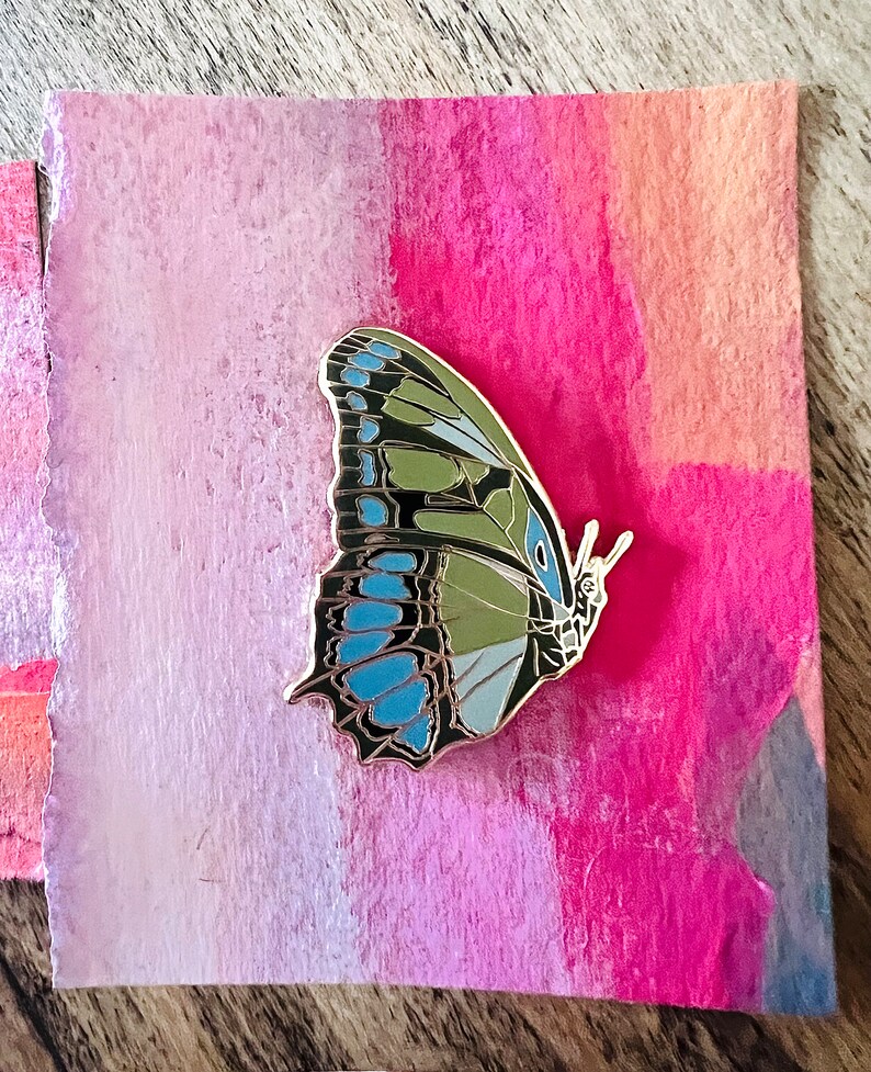 Enamel Pin: Evergreen Butterfly, Butterfly Pin, Green Enamel Pin, Green ...
