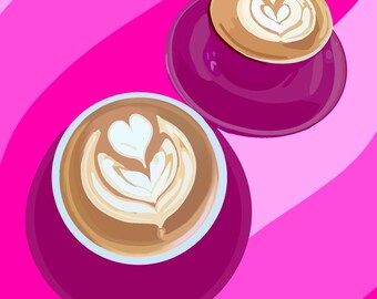 Artful Brews Coffee Hot Pink Print Artwork