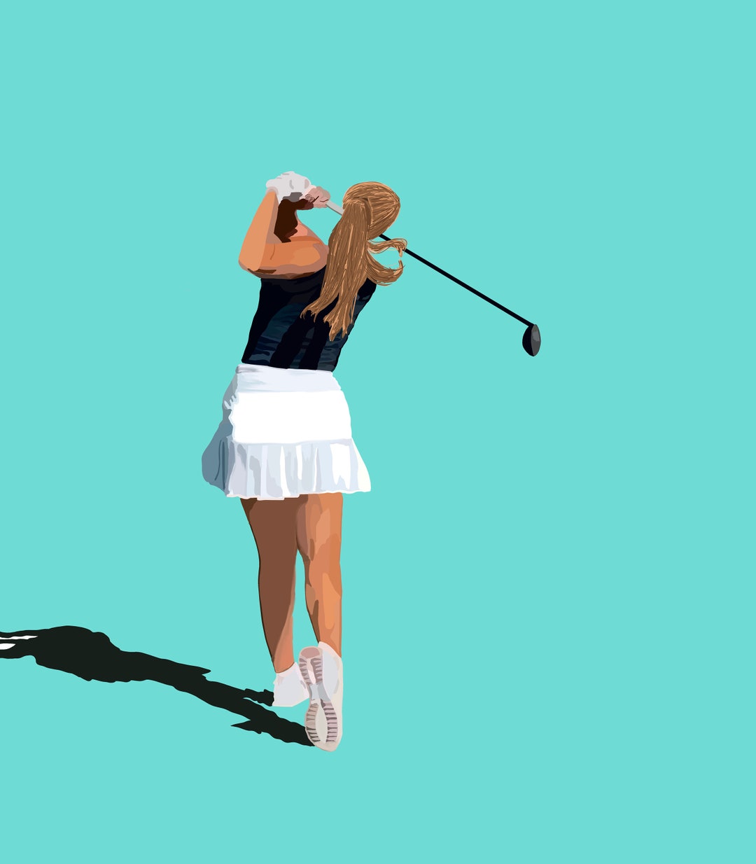 Powerful Girl Golfer, Golf Girl Art, Golf Decor, Golf Wall Art, Girl
