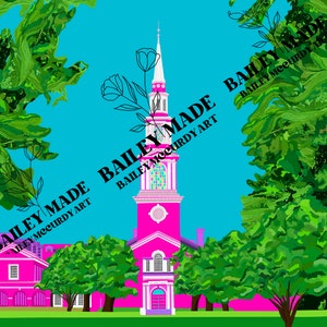 Officially Licensed Samford University- Reid Chapel School Print, Birmingham, Alabama, College Grad Gifts, Alumni, Graduation Gift