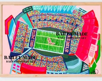 Officially Licensed Ole Miss Stadium Print, Ole Miss Print, Fan, Football, Mississippi Art Print, Revels Fan, Ole Miss alumni, rebels