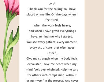 Nurse Prayer, Prayer for Nurses, Christian Nurse Prayer, Nurse Encouragement Gift, Healthcare Worker Prayer, Nursing Gift