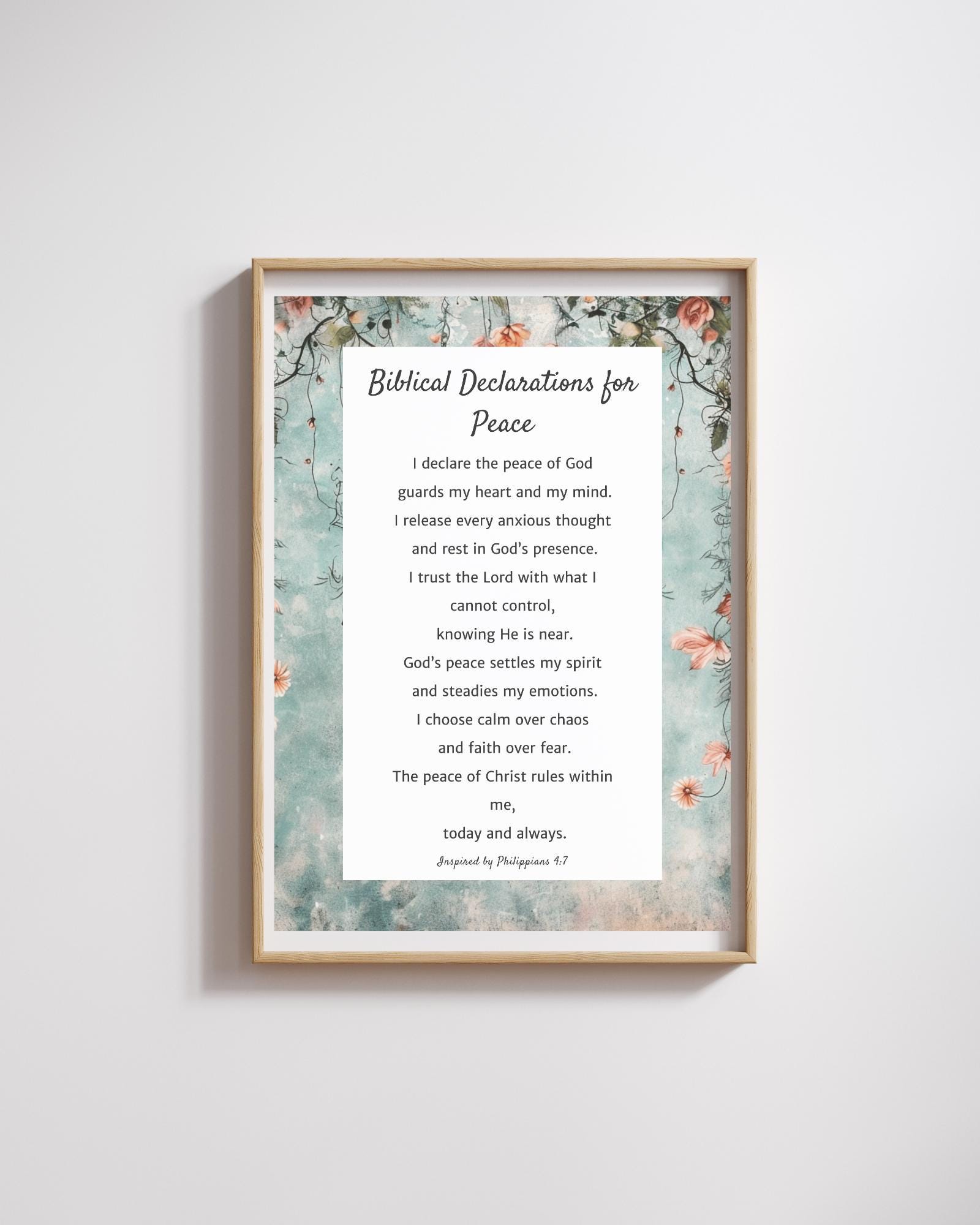 Biblical Declarations for Peace Printable, Christian Wall Art ...
