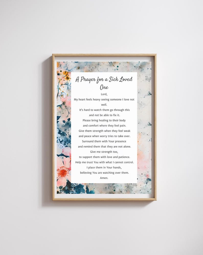 A Prayer for a Sick Loved One, Healing Prayer Printable, Christian ...