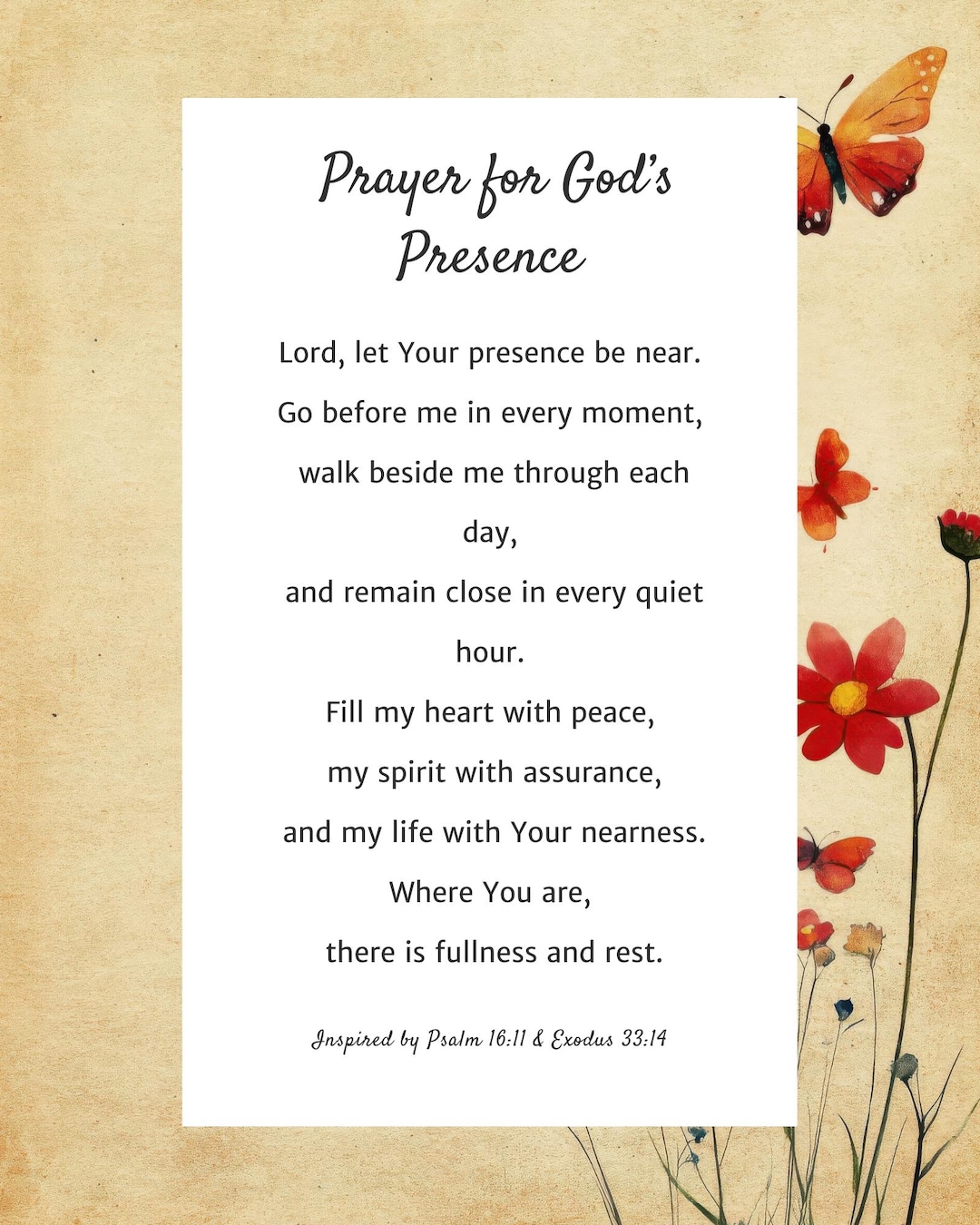 A Prayer for God’s Presence Printable, Christian Wall Art, Faith Prayer ...