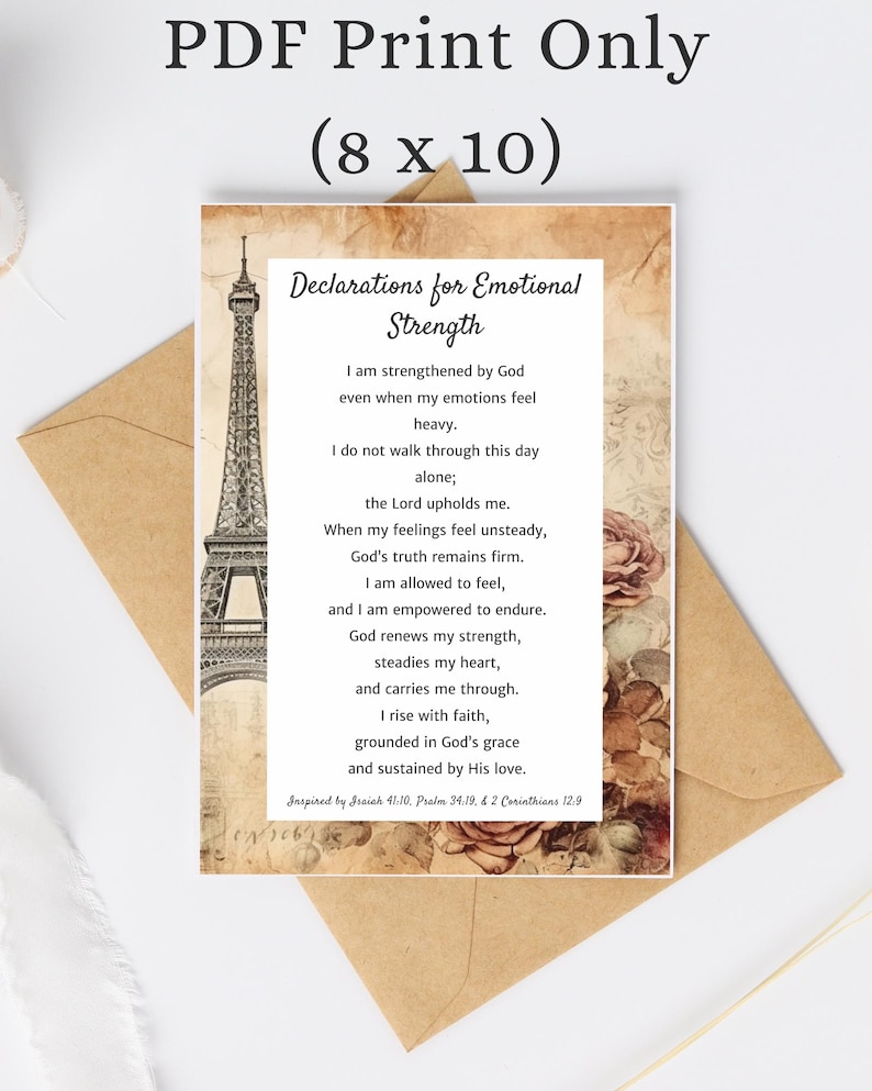 Scripture Declarations Declarations for Emotional Strength Printable, Christian Wall Art ...