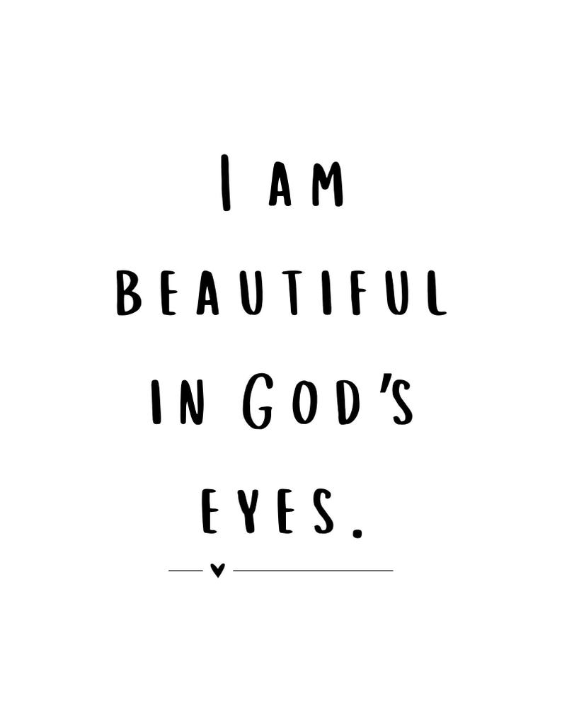 I Am Beautiful in God’s Eyes Christian Printable, Christian Wall Art ...