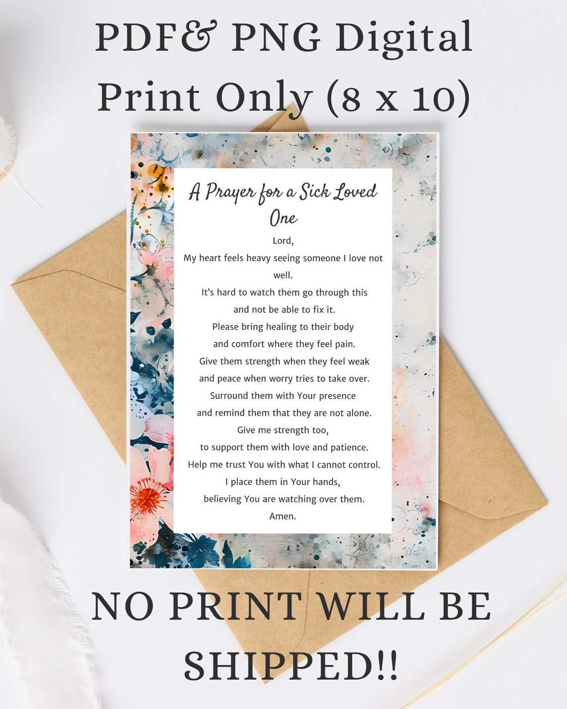 A Prayer for a Sick Loved One, Healing Prayer Printable, Christian ...
