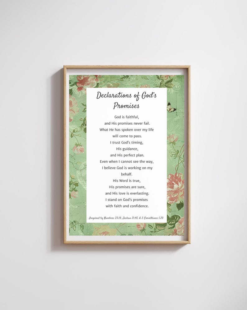 Scripture Declarations Declarations of God’s Promises Printable, Christian Wall Art, Scripture ...