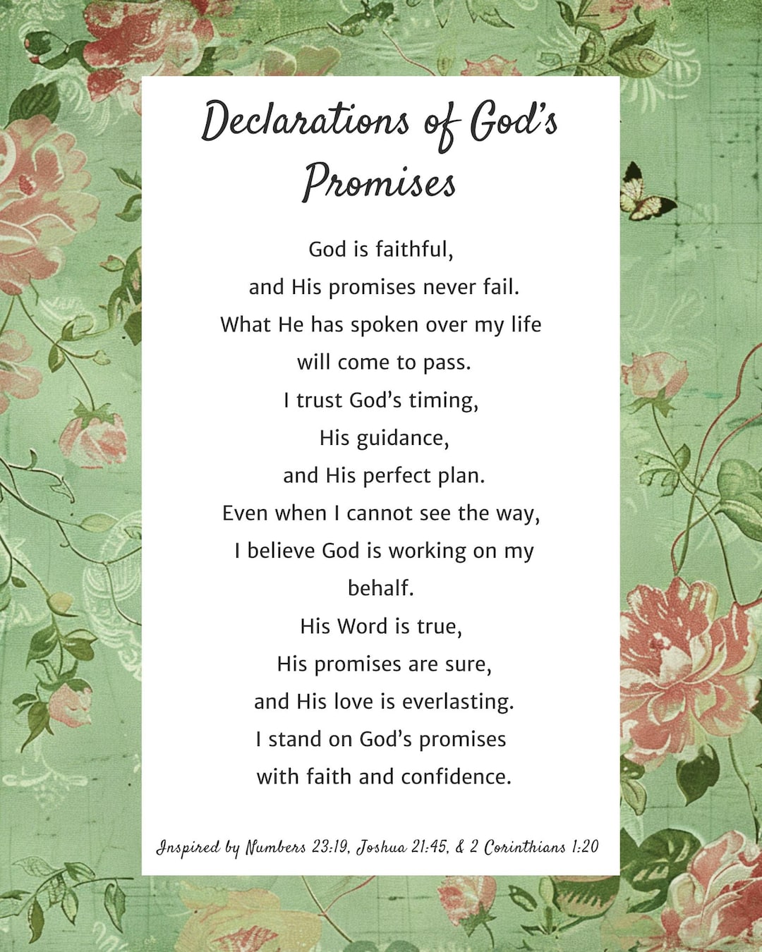 Scripture Declarations God’s Promises Printable, Scripture Declarations, Biblical Affirmations ...