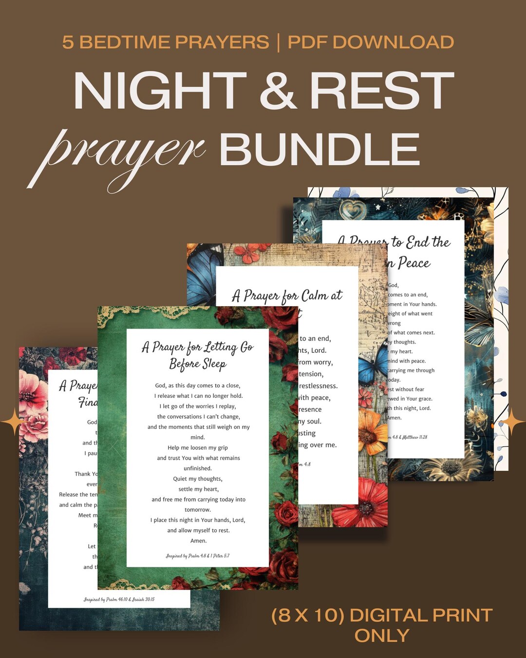 Night Prayer for Anxiety Printable, Bedtime Prayer for Sleep, Christian ...