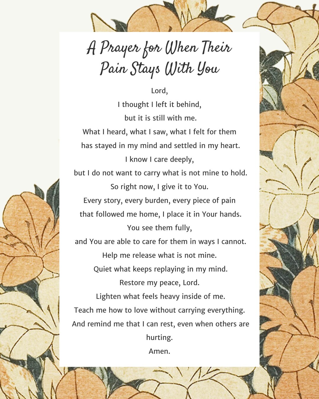 A Prayer for When Their Pain Stays With You | Emotional Burnout Prayer ...