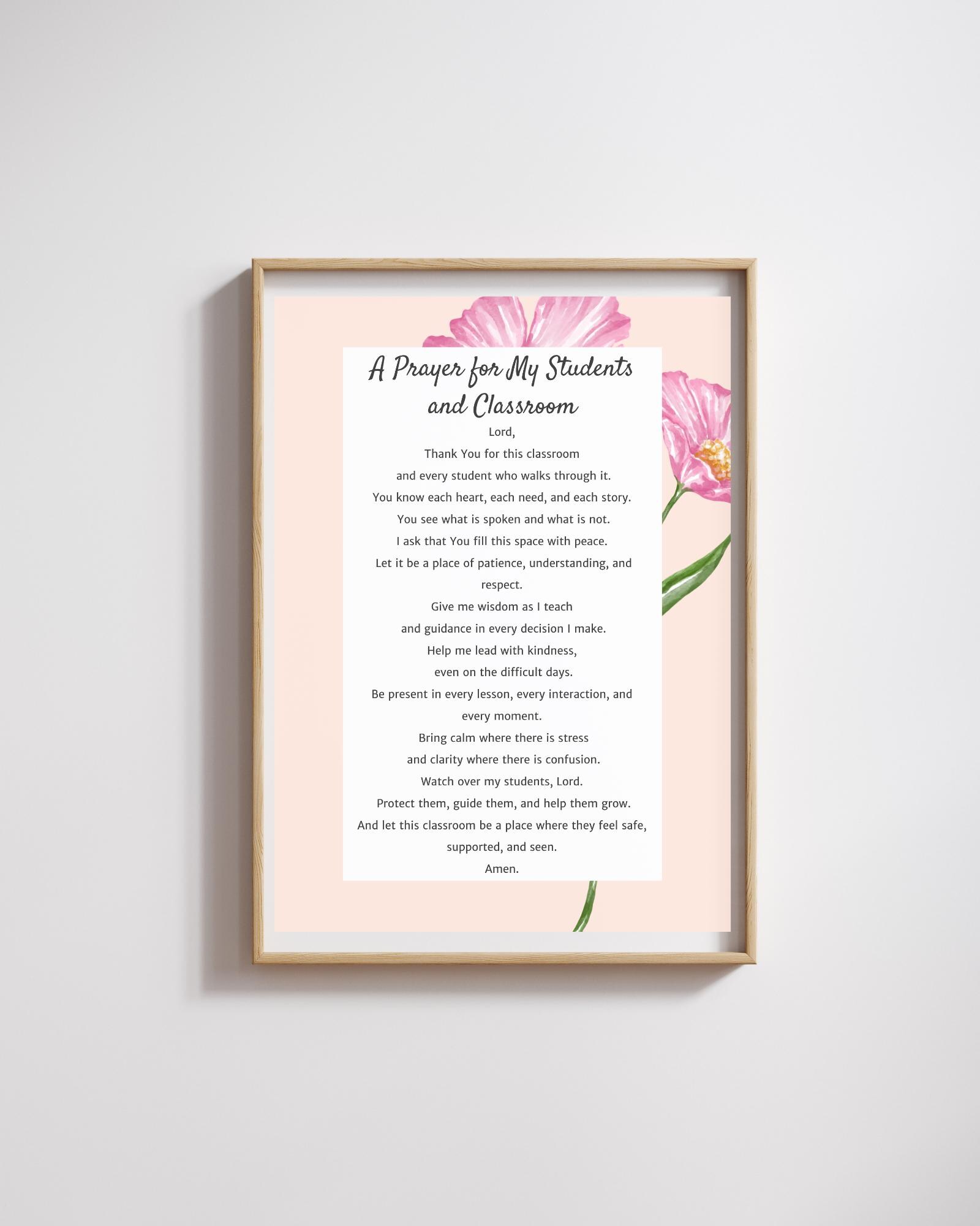 A Prayer for Students and Classroom Printable | Christian Classroom ...