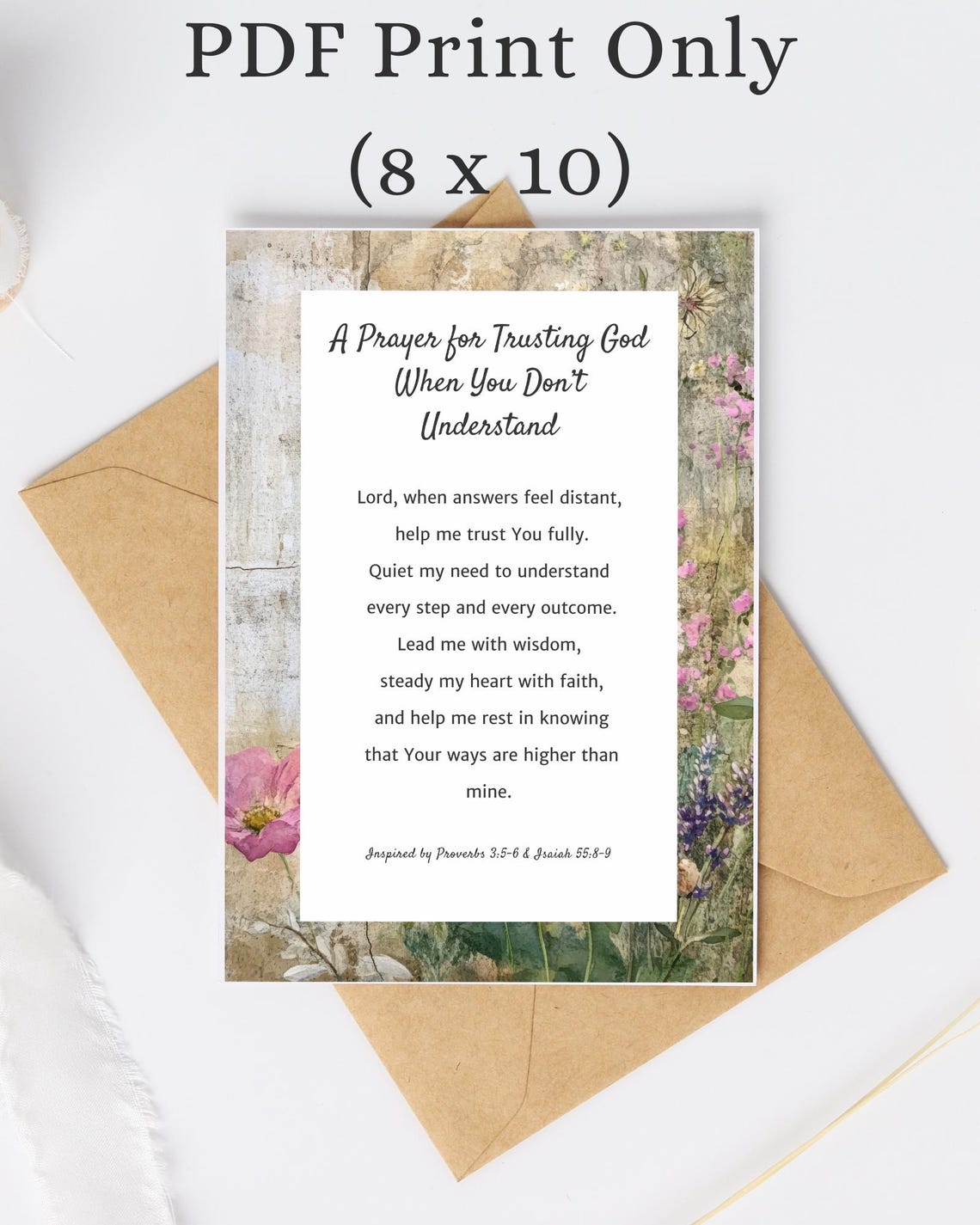 A Prayer for Trusting God Printable, Christian Wall Art, Faith Prayer ...