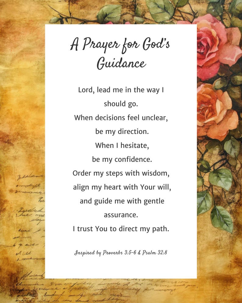 A Prayer for God’s Guidance Printable, Christian Wall Art, Faith Prayer ...