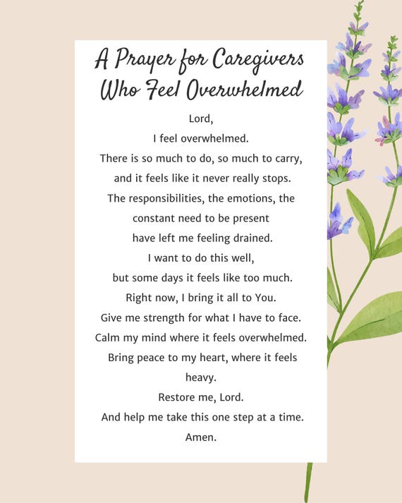 Prayer for Caregivers, Caregiver Burnout Prayer, Prayer for Caregiver Stress, Prayer for Exhaustion, Prayer for Strength