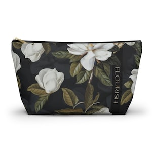 Flourish Pen/Pencil Case | Magnolia Floral Beauty Pouch | Cosmetic Travel Bag