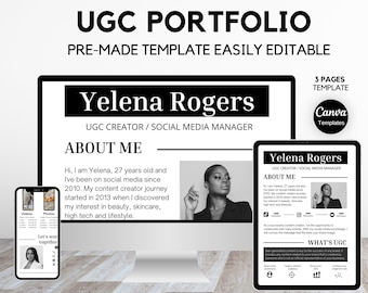 Ugc portfolio template, Modern Ugc template, Ugc creator media kit, Digital Ugc portfolio template, User Generated Content template