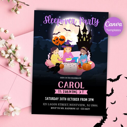 Slumber Invitation / Halloween / Sleepover Party / Movie Night Etsy
