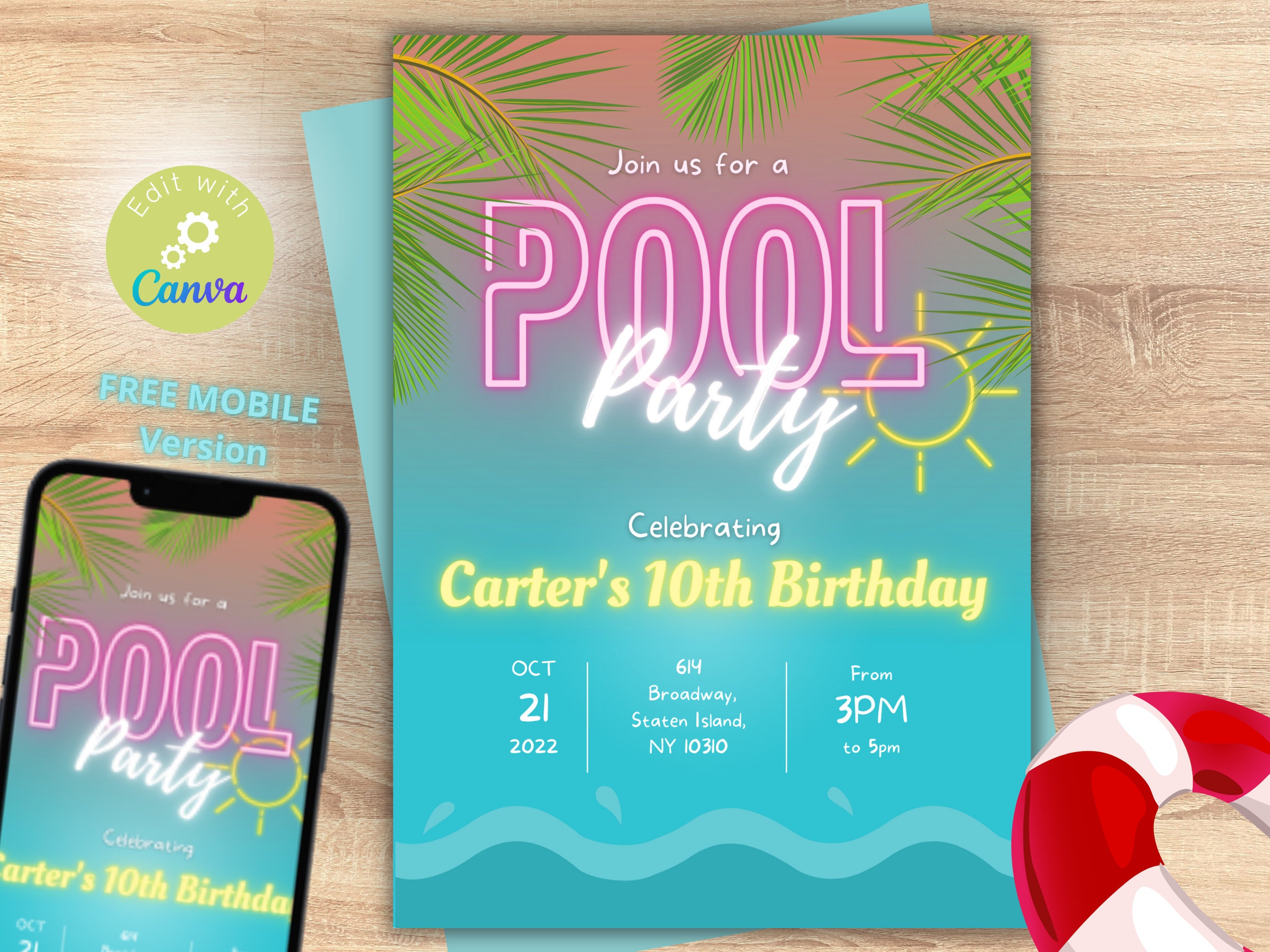 Pool Party Invitation Instant Download Kids Neon Pool Party Etsy pool-party-invitation-instant-download-kids-neon-pool-party-etsy