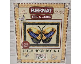 Kit de tapis vintage Bernat Latch Hook : Debbie Mumm Butterfly Design