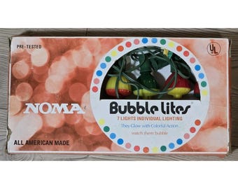 Lote vintage de 7 piezas de luces Noma Bubble Lites - Fabricadas en Estados Unidos / con caja