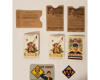 Boy Scout Cub Scout Card Lot 1942 1944 1965 Weblow Badge BSA Vintage Boys Life