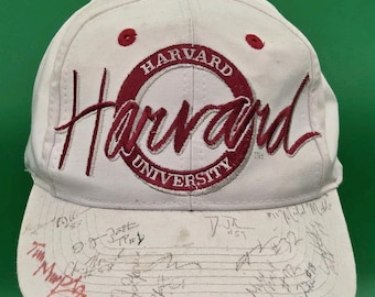 Casquette VTG Harvard University, dédicacée signée Snapback blanche RARE The Game
