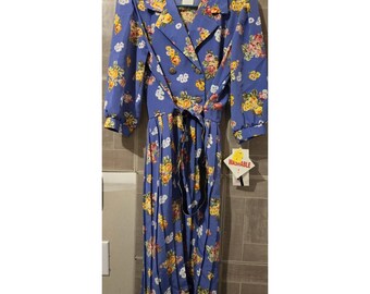 Breli Originals Floral Pleated Maxi Dress Size 6 Belted NEW NWT Bright Blue Vtg