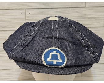 Casquette snapback vintage en denim avec bouton sur le devant Bell South Hat, logo bleu pour téléphone portable rare