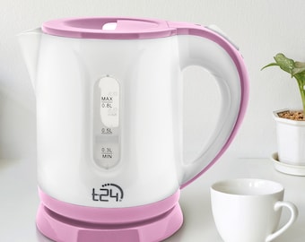 Pink mini kettle travel kettle 0.8 liters, 1100 watts