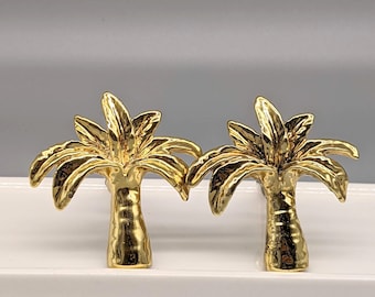 Golden Palm Tree Metal Knob | Tropical Cabinet Handle | Wall Hook | Kitchen Drawer Door Knob