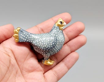 Blue Polka Dot Chicken Knob - Resin Drawer Pull - Farmhouse Decor