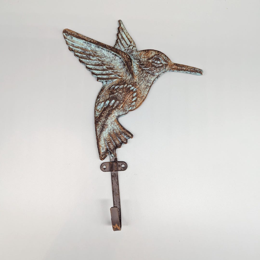 Rustic Hummingbird Wall Hook | Key Rack Hanger | Cast Iron Hook ...