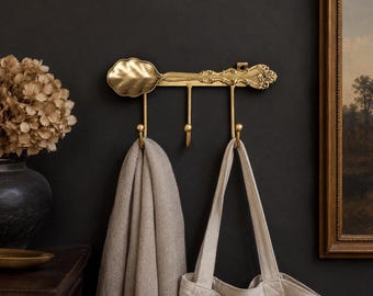 Crochet mural en métal Golden Spoon | Support pour porte-clés de cuisine