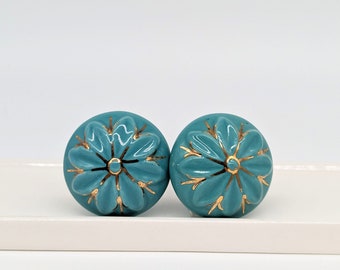 Bouton fleur en céramique doré vert | Poignée pour commode | Poignée d'armoire de cuisine | Bouton de tiroir