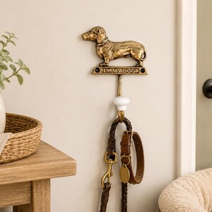 Gold Dachshund Wiener Dog Wall Hook | Key Rack Hanger | Sausage Dog Gifts