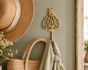 Golden Bee Metal Wall Hook | Decorative Key Hanger | Bee Decor
